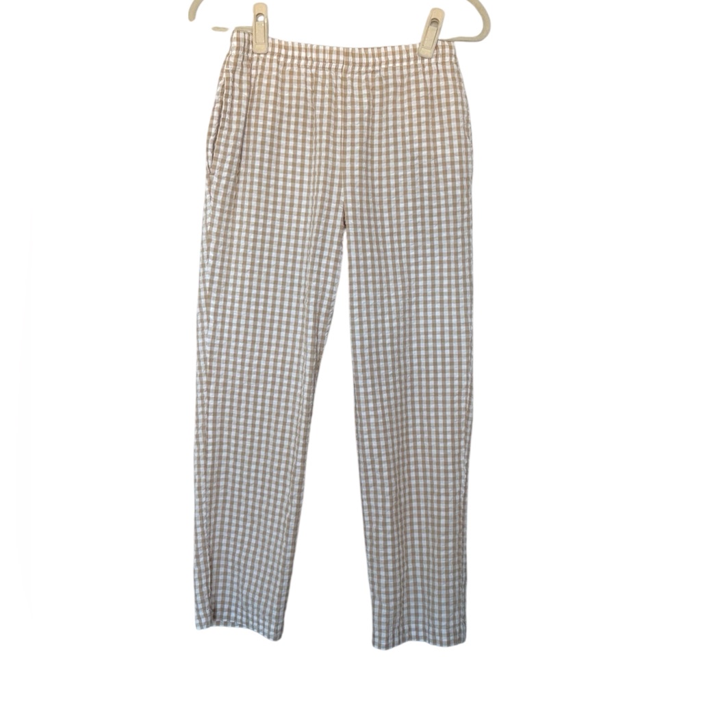 Appleseed's Beige And White Gingham Cropped Pants